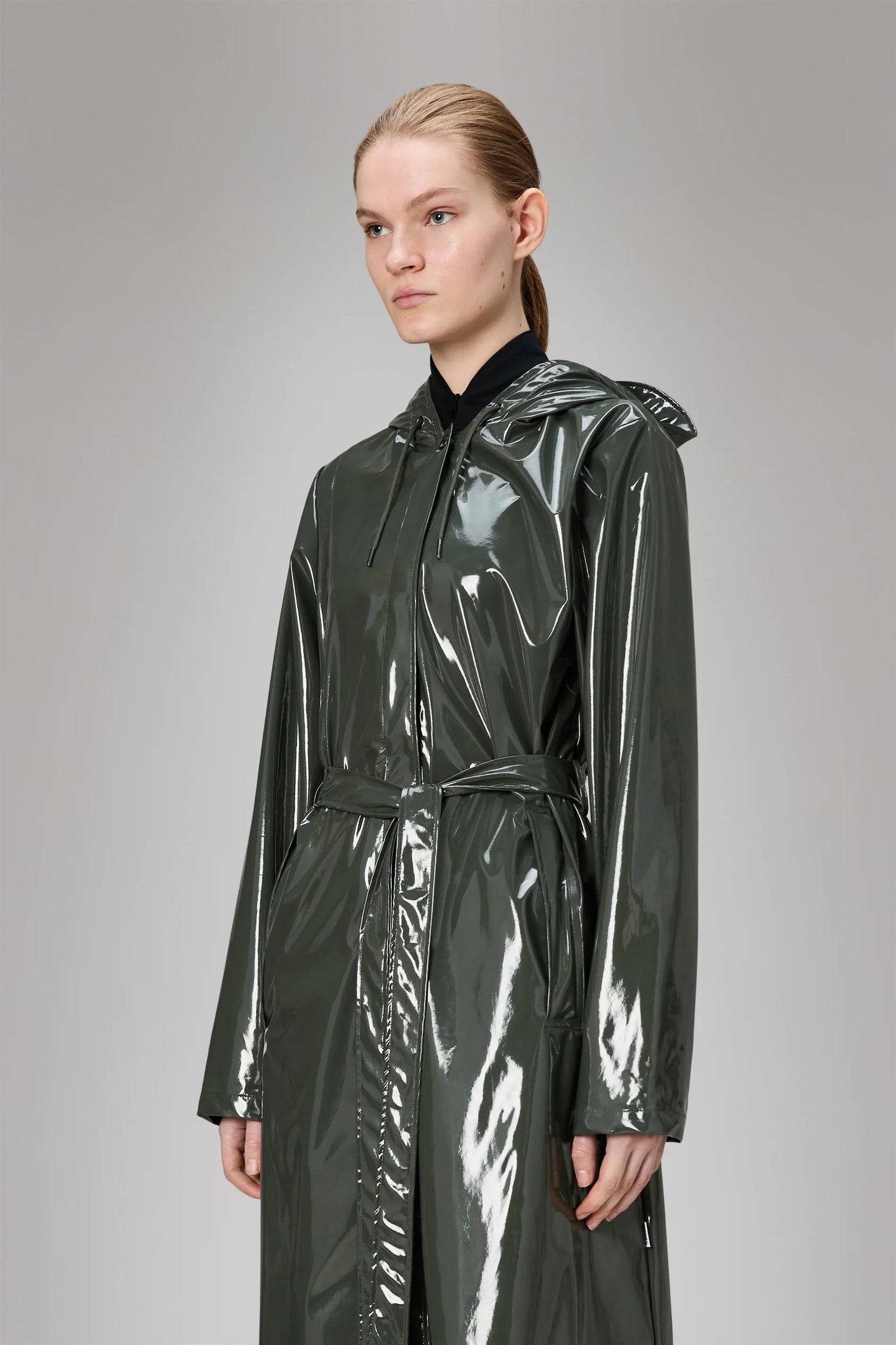 RAINS | A-Line Longer Jacket - Swamp