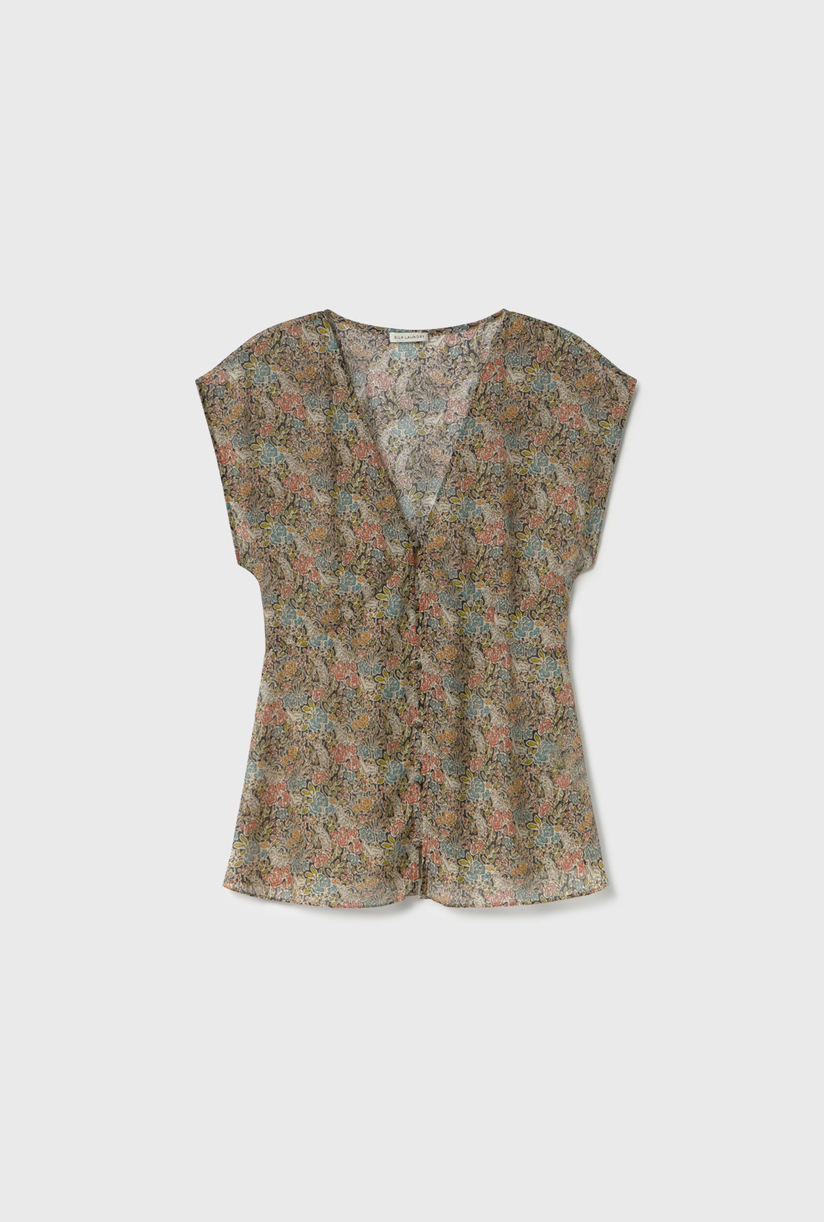 Silk Laundry | Chiffon V Neck Top - Sugar Floral