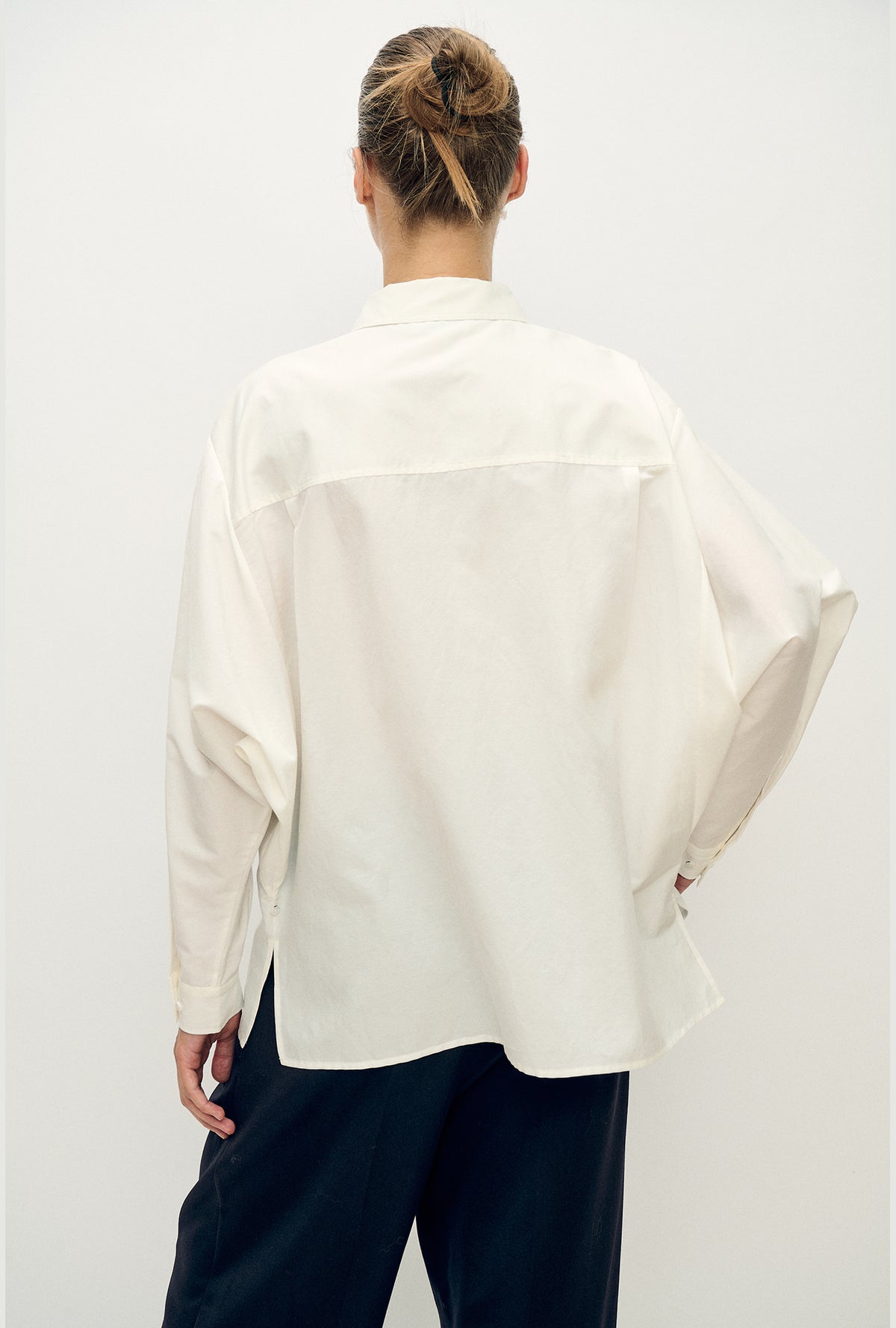 Silk Laundry | Cotton Silk Wrap Shirt - White