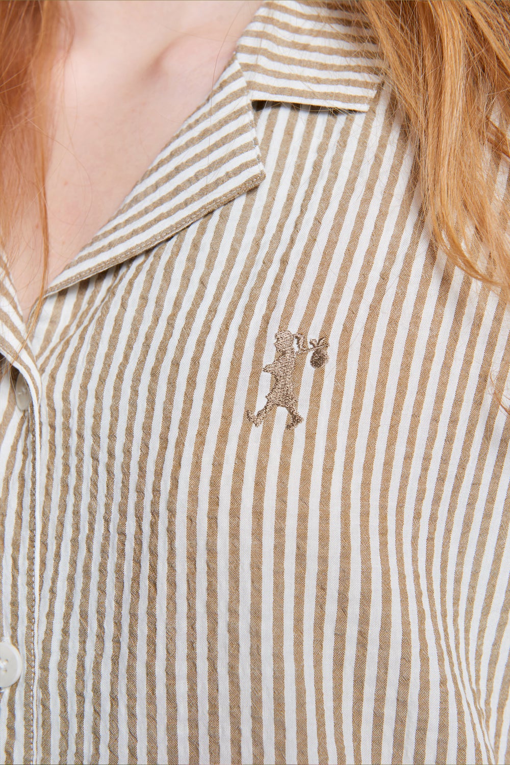 Papinelle x Karen Walker | Seersucker Stripe Boxer PJ Set - Nutria