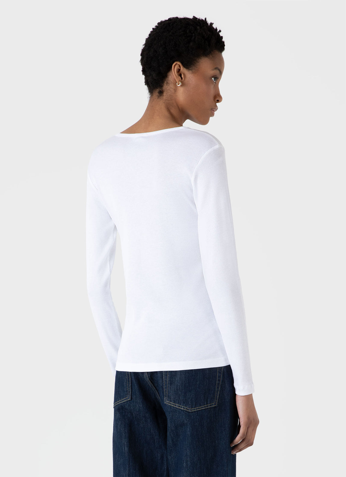 Sunspel | Rib Ls Henley - White