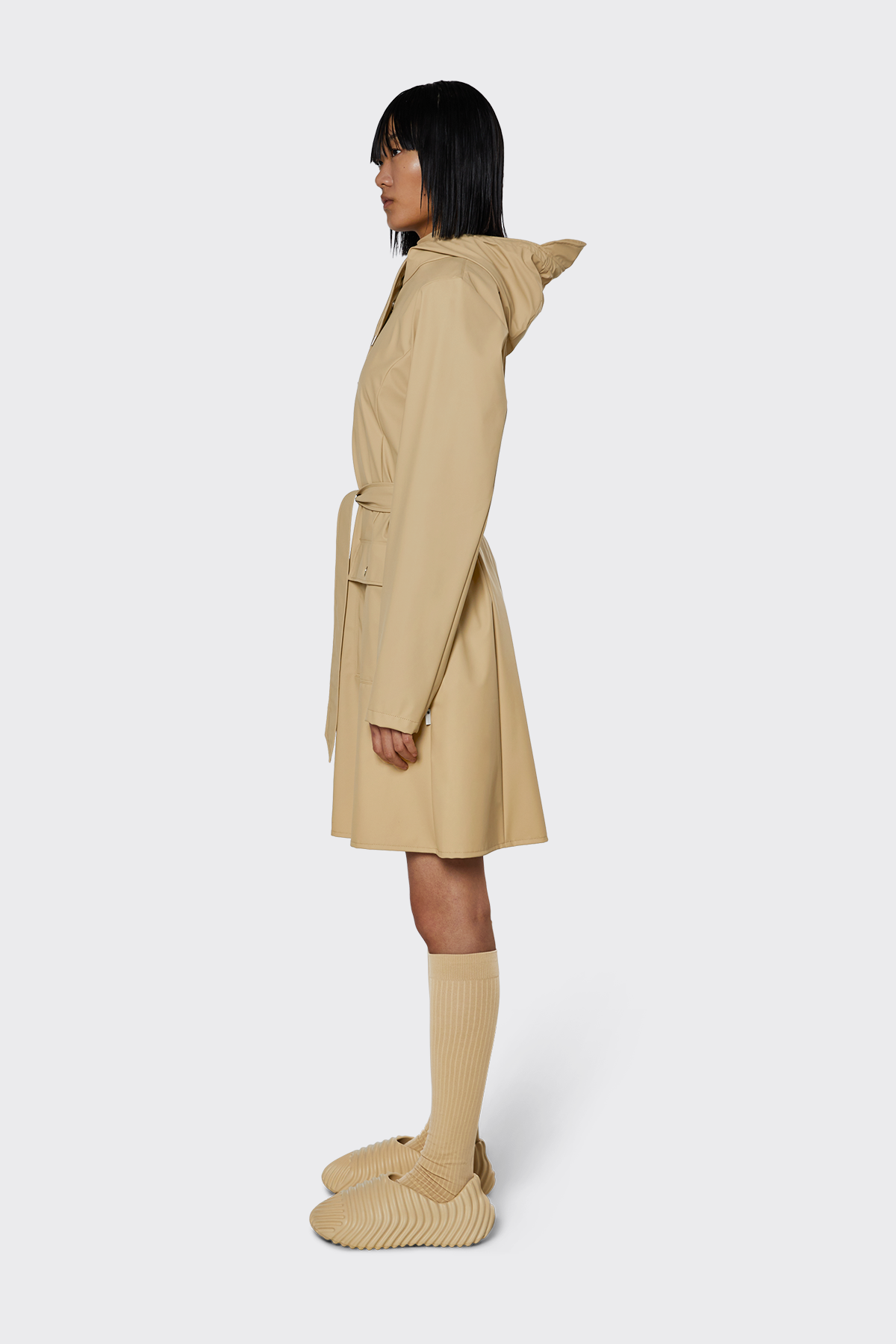 Rains | Curve Long Jacket - Sand
