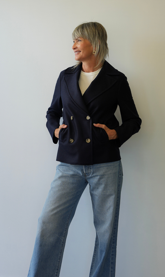 Harris Wharf London | Peacoat Light Pressed Wool - Navy Blue