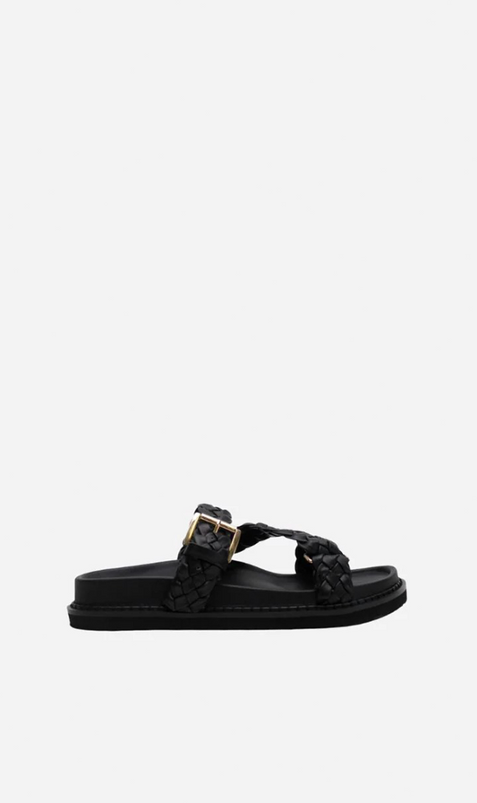 La Tribe | Aki Braided Slide - Black/Gold