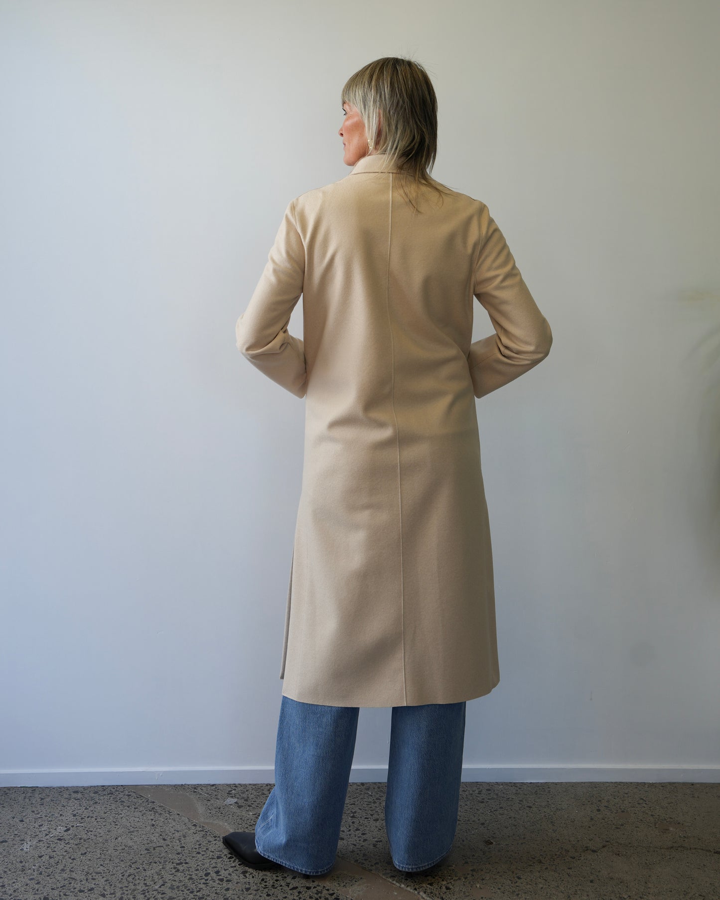 Harris Wharf London | Long Boxy Coat Light Pressed Wool - Cream