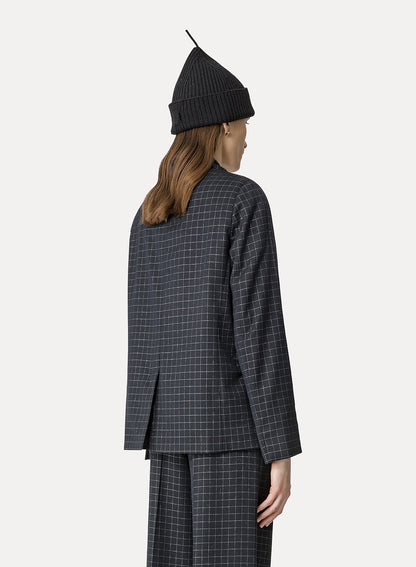 Forte Forte | Batavia Silver Check Boxy Jacket - Nero