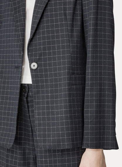 Forte Forte | Batavia Silver Check Boxy Jacket - Nero