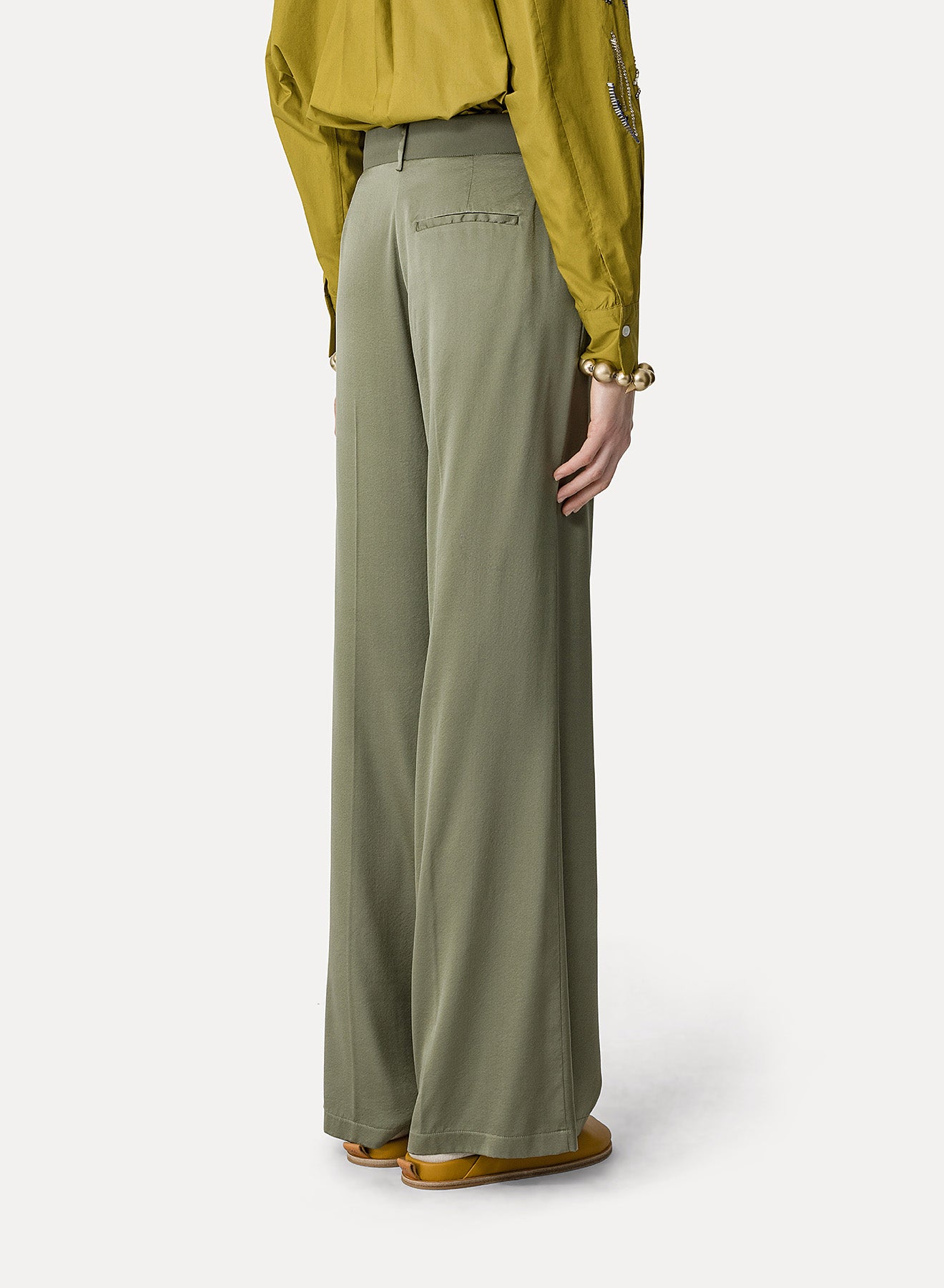 Forte Forte | Stretch Heavy Satin Silk Sartorial Pants - Olive