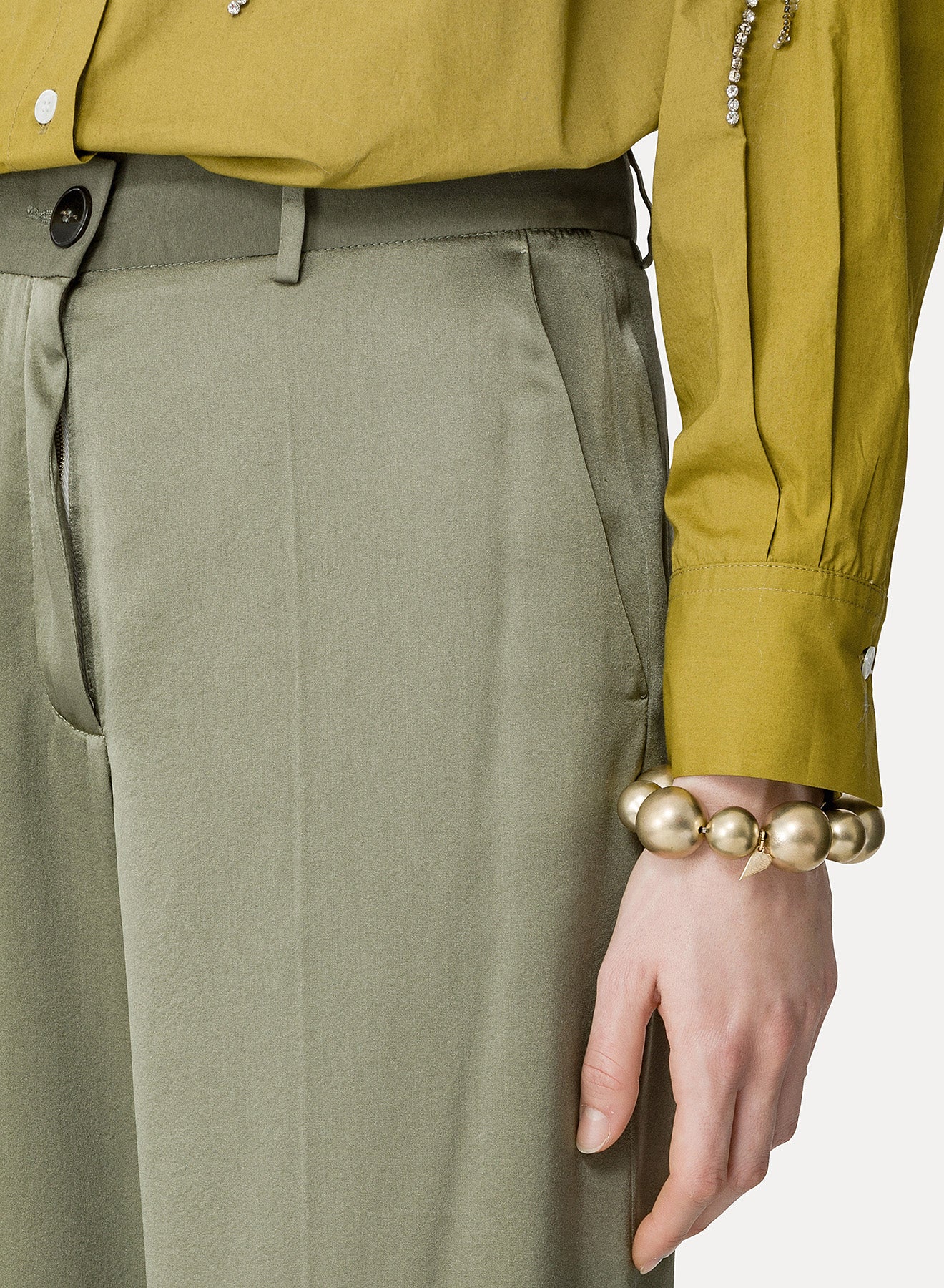 Forte Forte | Stretch Heavy Satin Silk Sartorial Pants - Olive