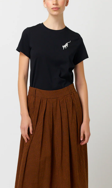 Kate Sylvester | Alley Cat Embroidered T.Shirt - Black