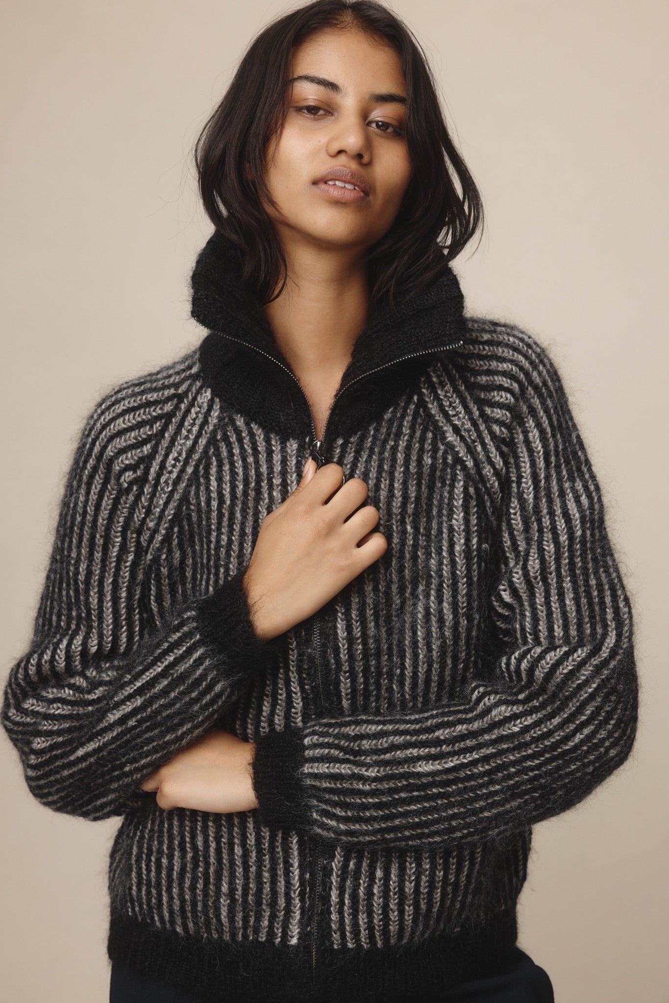 Marle | Oscar Cardigan - Black / Greige
