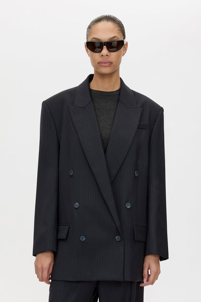 Camilla & Marc | Orban Oversized Blazer - Navy Pinstripe