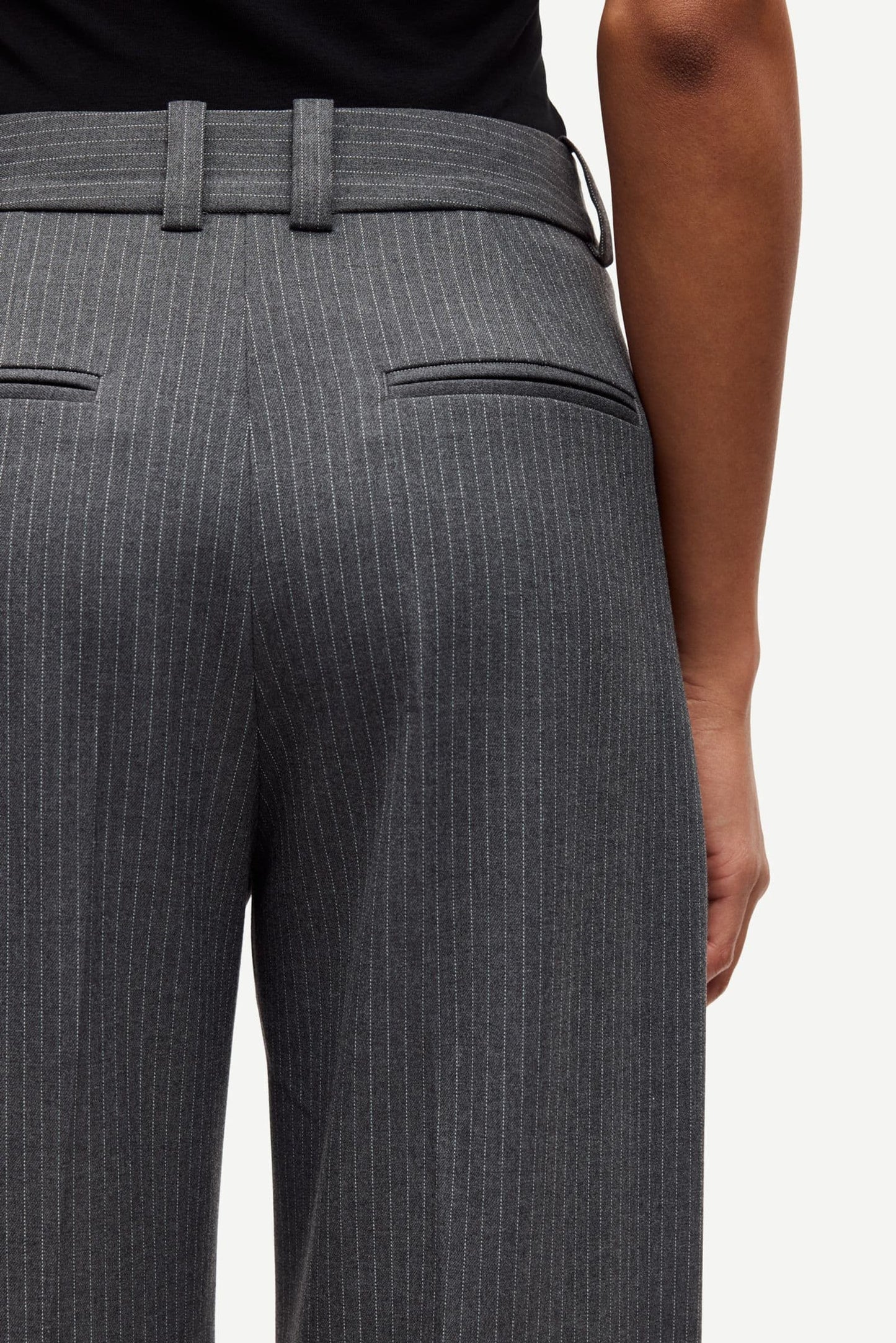 Samsoe Samsoe | Salot Trousers - Dark Gull Grey Pinstripe