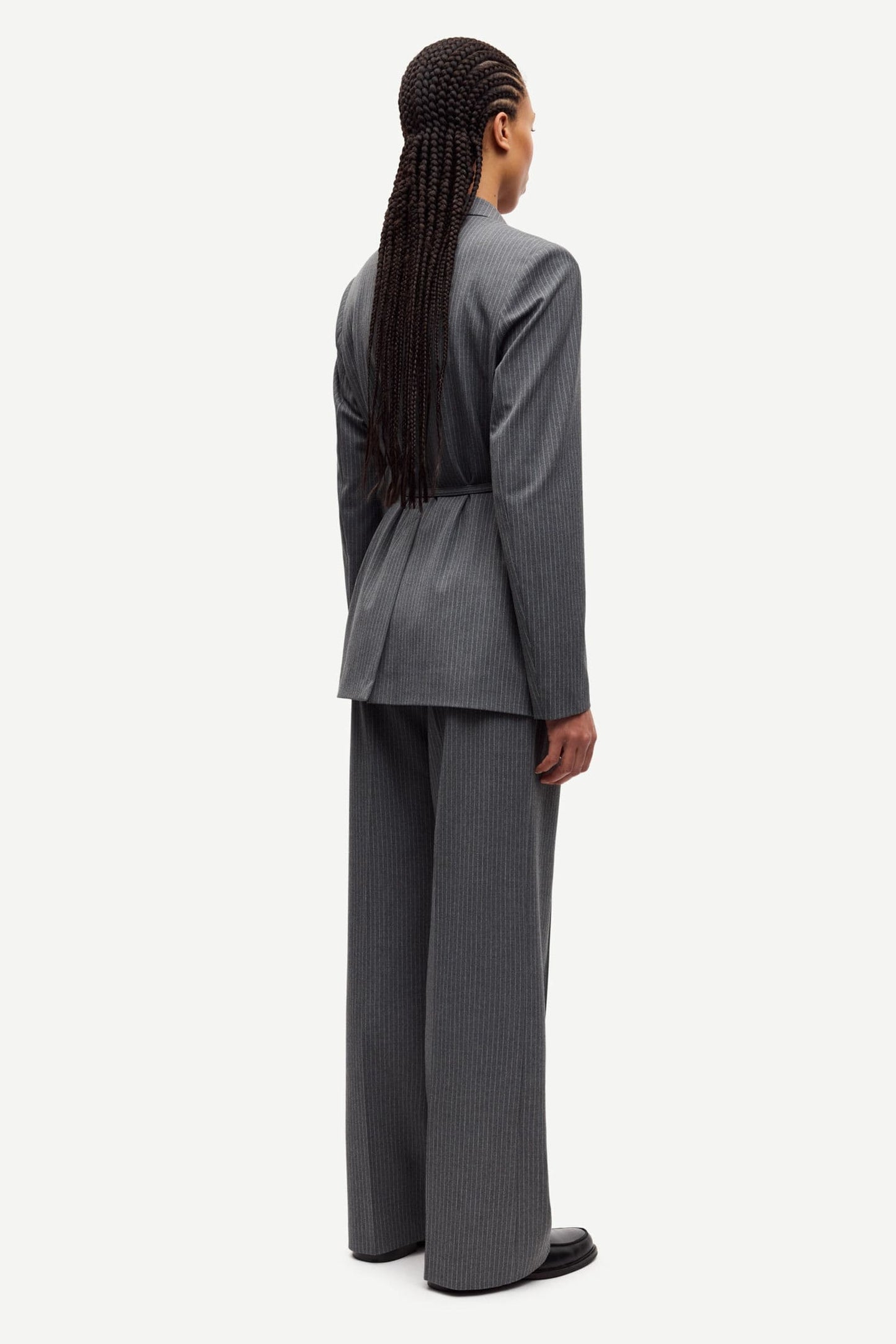 Samsoe Samsoe | Salot Trousers - Dark Gull Grey Pinstripe