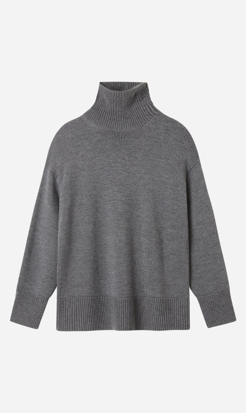 A.Emery | The Gibson Funnel Knit - Mid Grey Melange