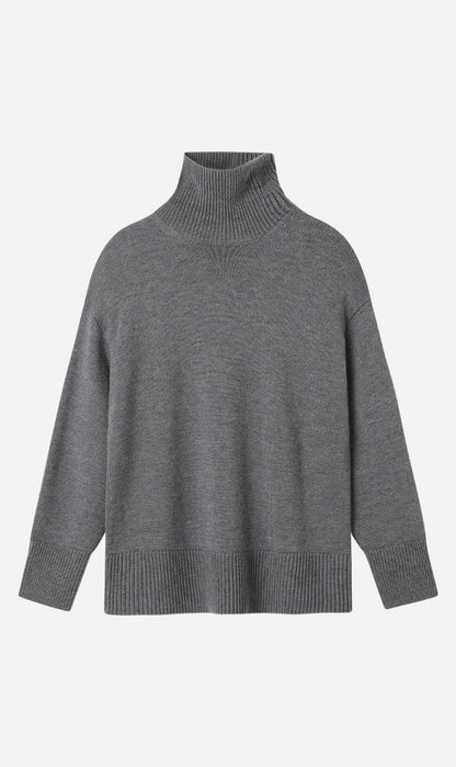 A.Emery | The Gibson Funnel Knit - Mid Grey Melange