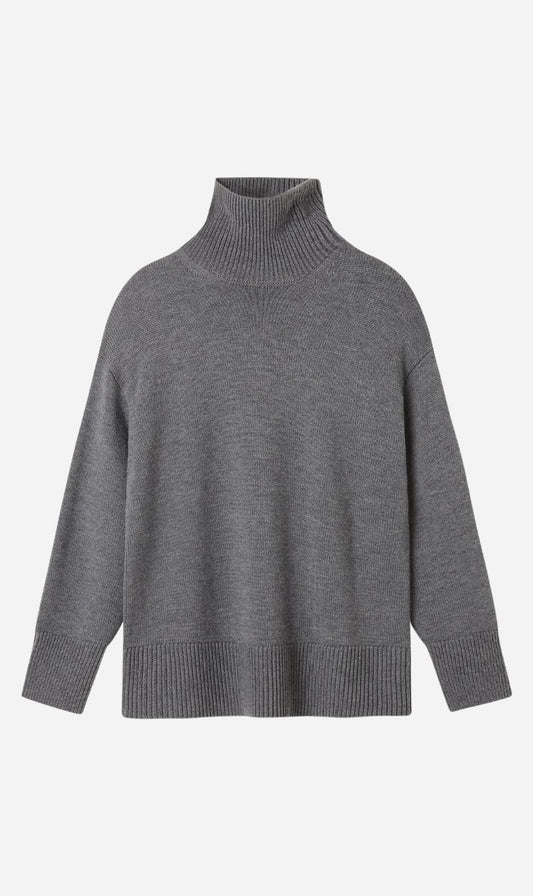 A.Emery | The Gibson Funnel Knit - Mid Grey Melange