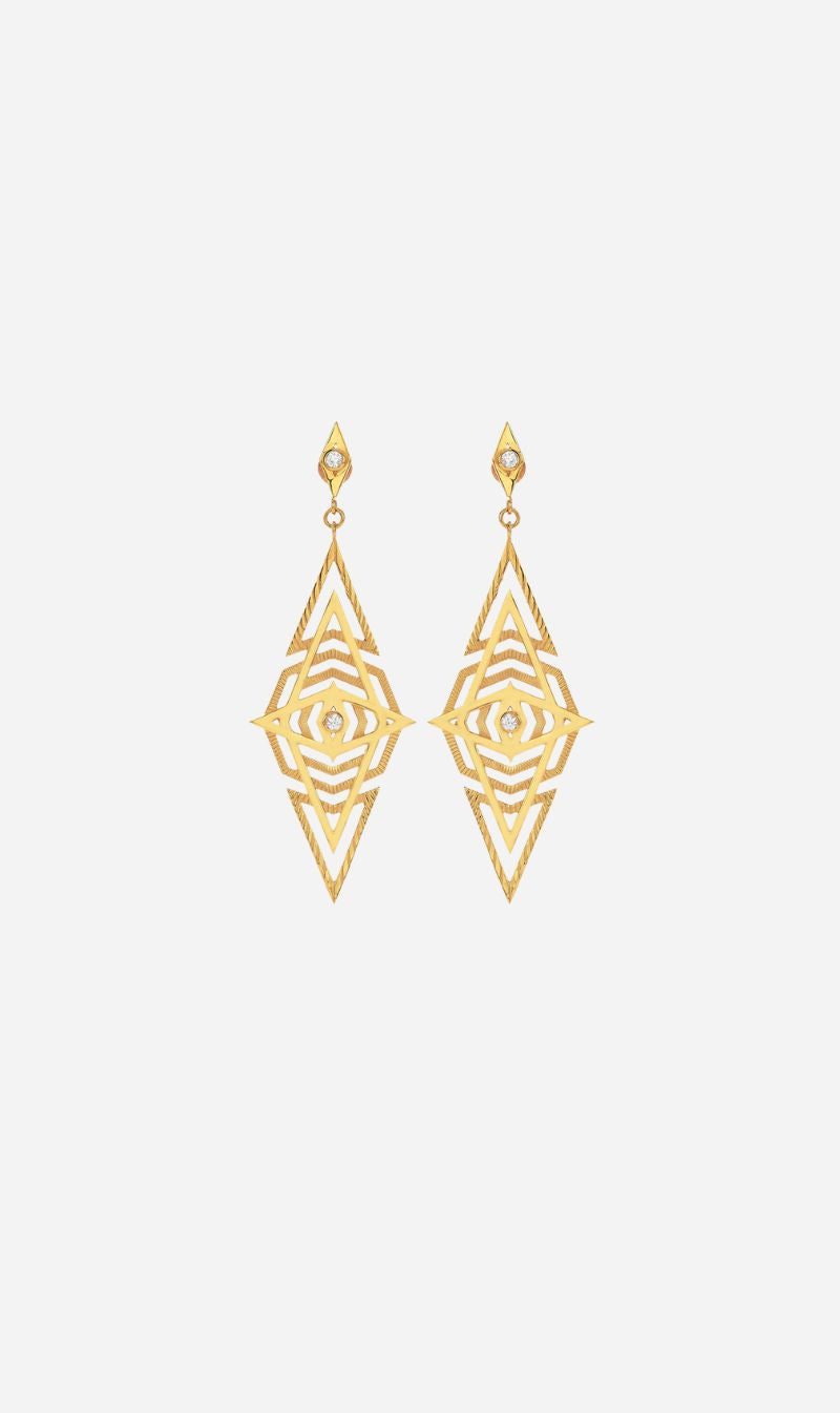 Zoe & Morgan  | Volcano Earrings - Gold/White Topaz