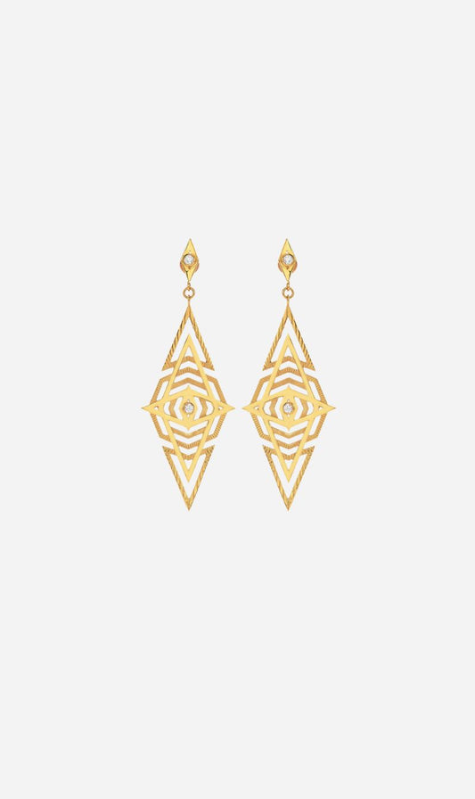 Zoe & Morgan  | Volcano Earrings - Gold/White Topaz