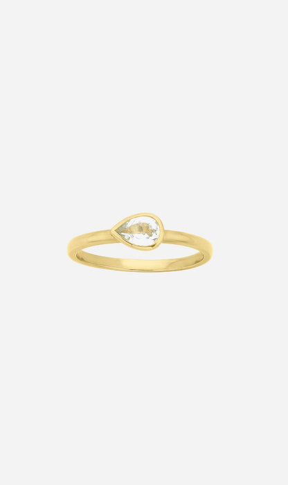 Zoe & Morgan | Mon Petit Stacking Ring - Gold/Pear White Topaz