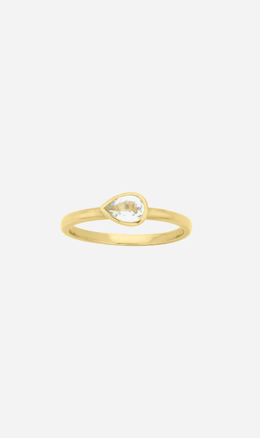 Zoe & Morgan | Mon Petit Stacking Ring - Gold/Pear White Topaz