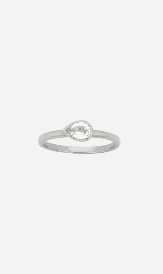 Zoe & Morgan | Mon Petit Stacking Ring - Silver/Pear White Topaz