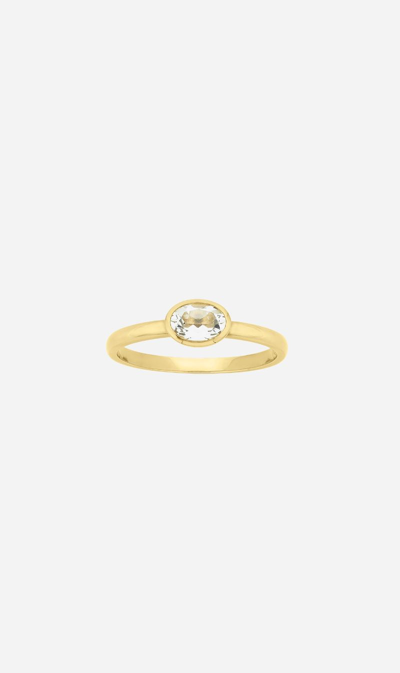 Zoe & Morgan | Mon Petit Stacking Ring - Gold/Oval White Topaz