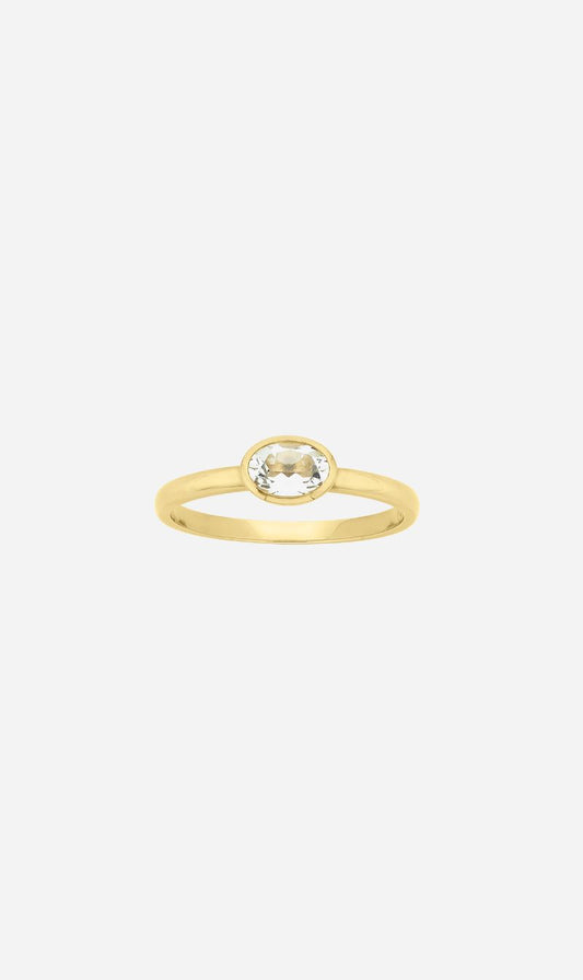 Zoe & Morgan | Mon Petit Stacking Ring - Gold/Oval White Topaz
