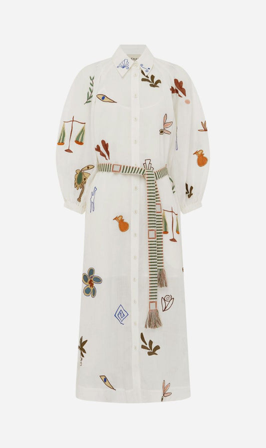 Alemais | Mina Embroidered Shirt Dress - Cream