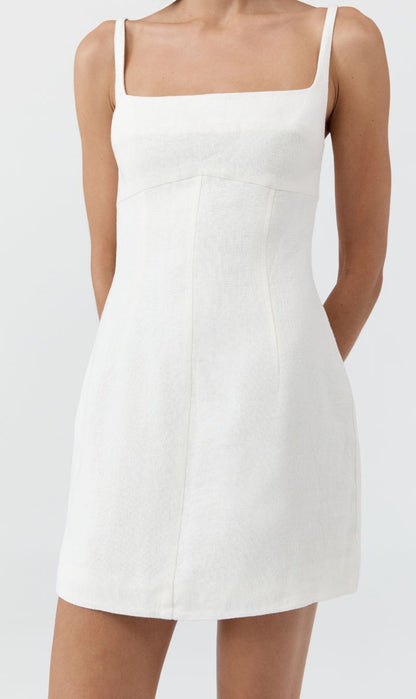 St Agni | Tailored Square Neck Mini Dress - Off White