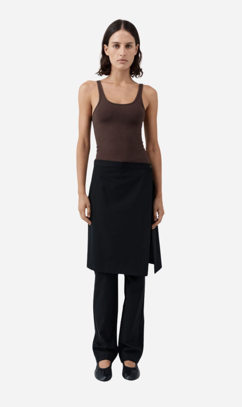St Agni | Soft Jersey Slim Scoop Tank - Liqueur