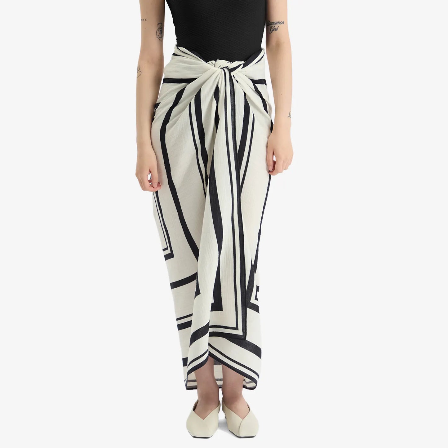 Anine Bing | Eliza Sarong - Ivory & Black Monogram