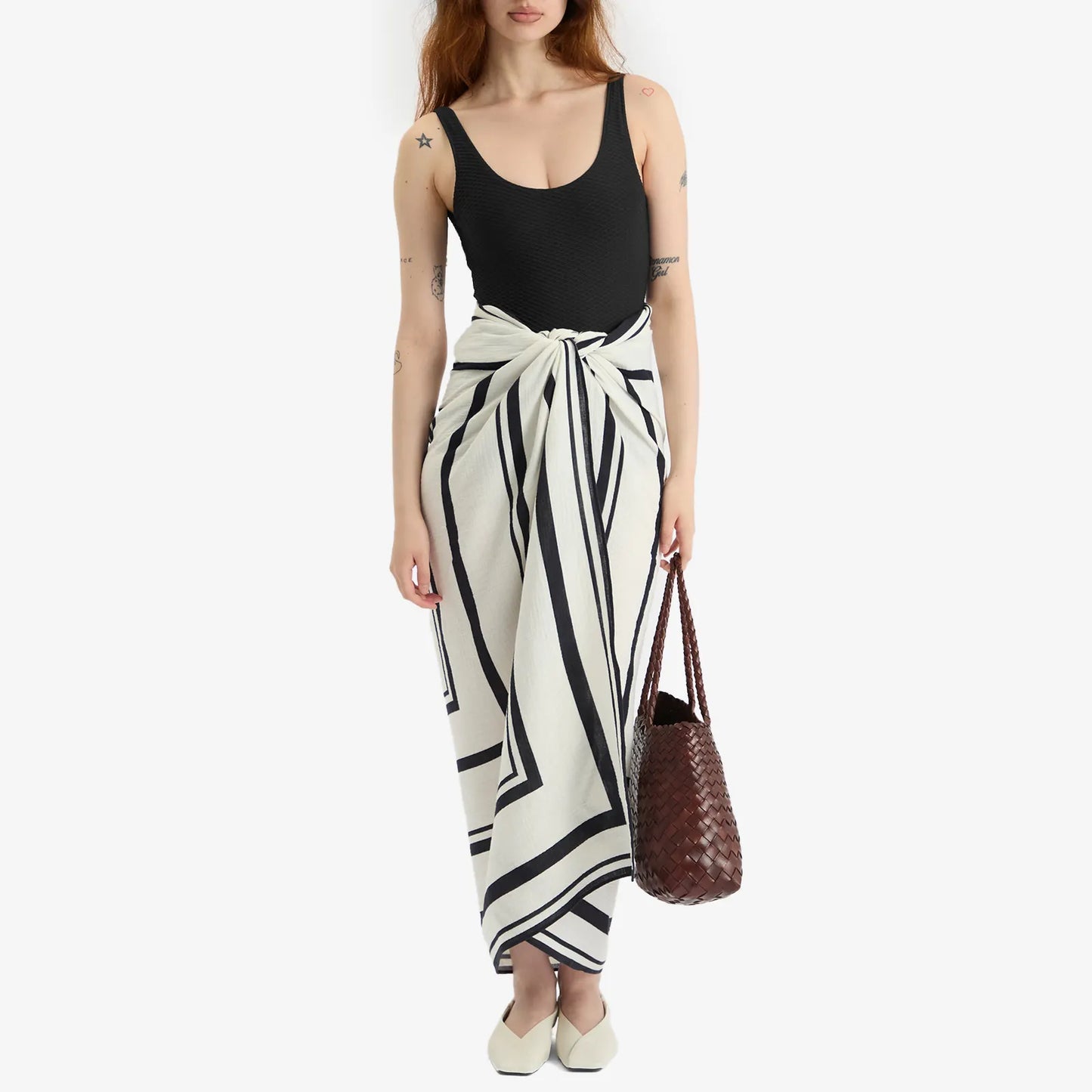 Anine Bing | Eliza Sarong - Ivory & Black Monogram