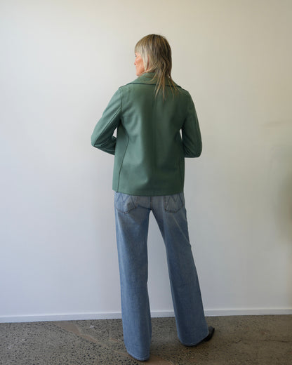 Harris Wharf London | Peacoat Light Pressed Wool - Sea Green
