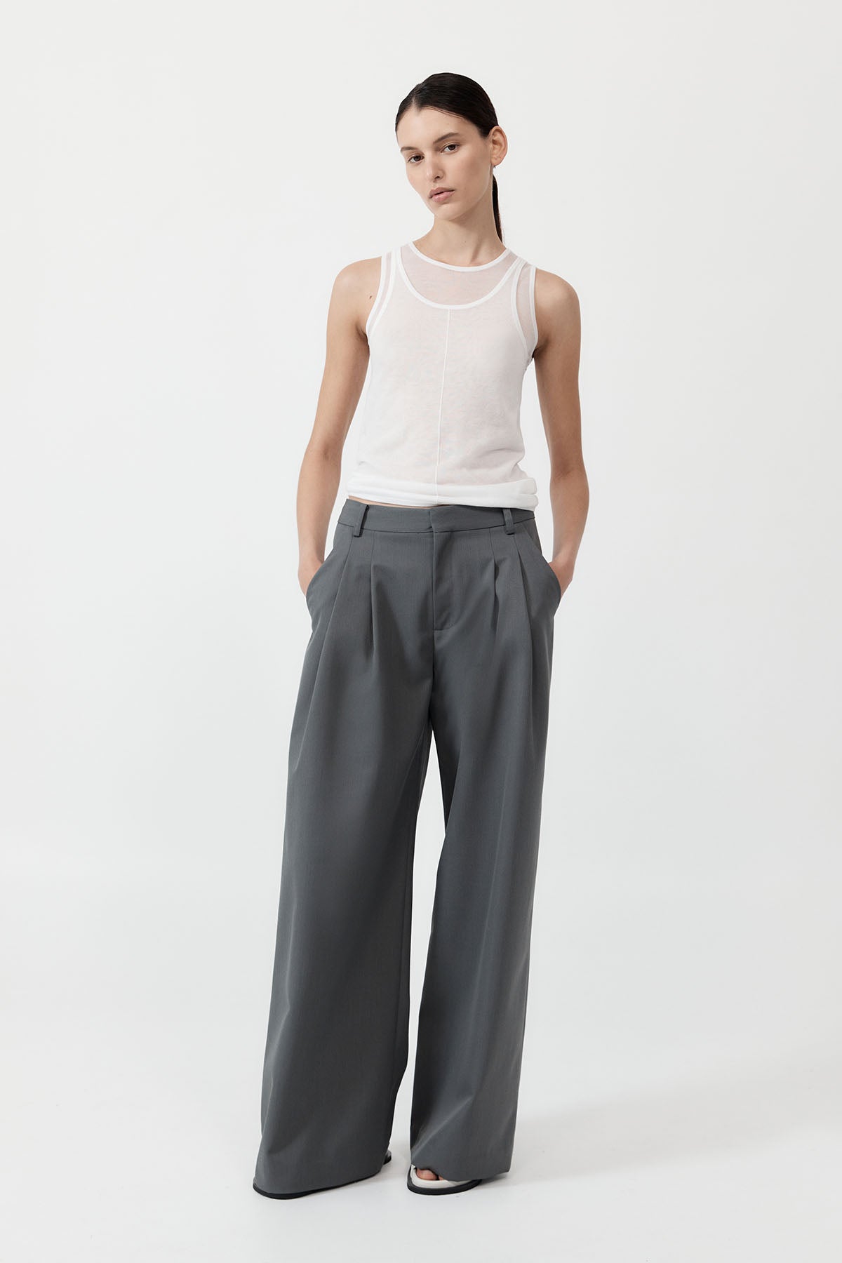 St Agni | Homme Pleat Pants - Pewter