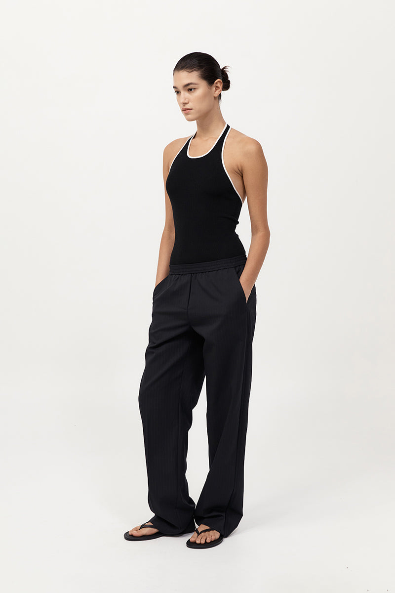 St Agni | Fine Line Halter Top - Black