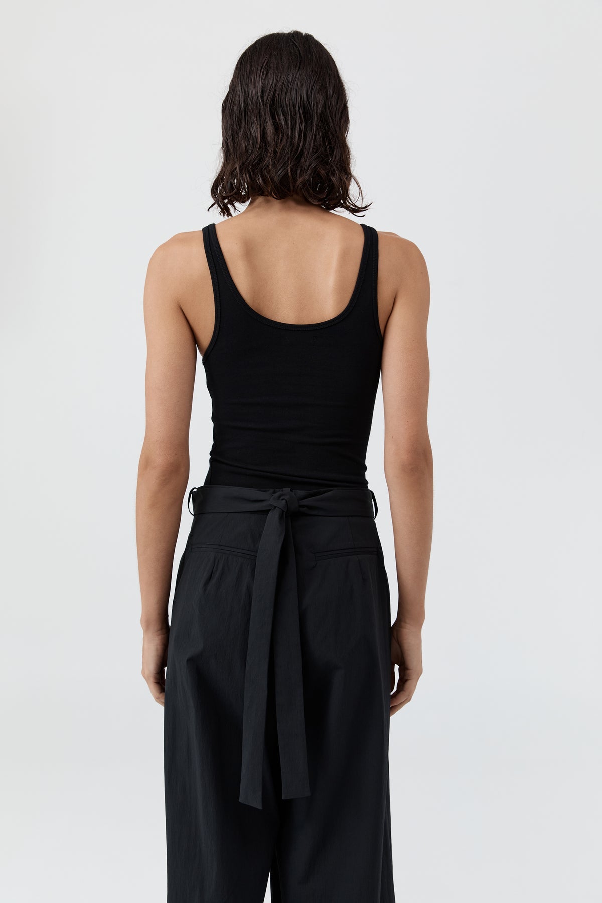 St Agni | Soft Jersey Slim Scoop Tank - Jet Black