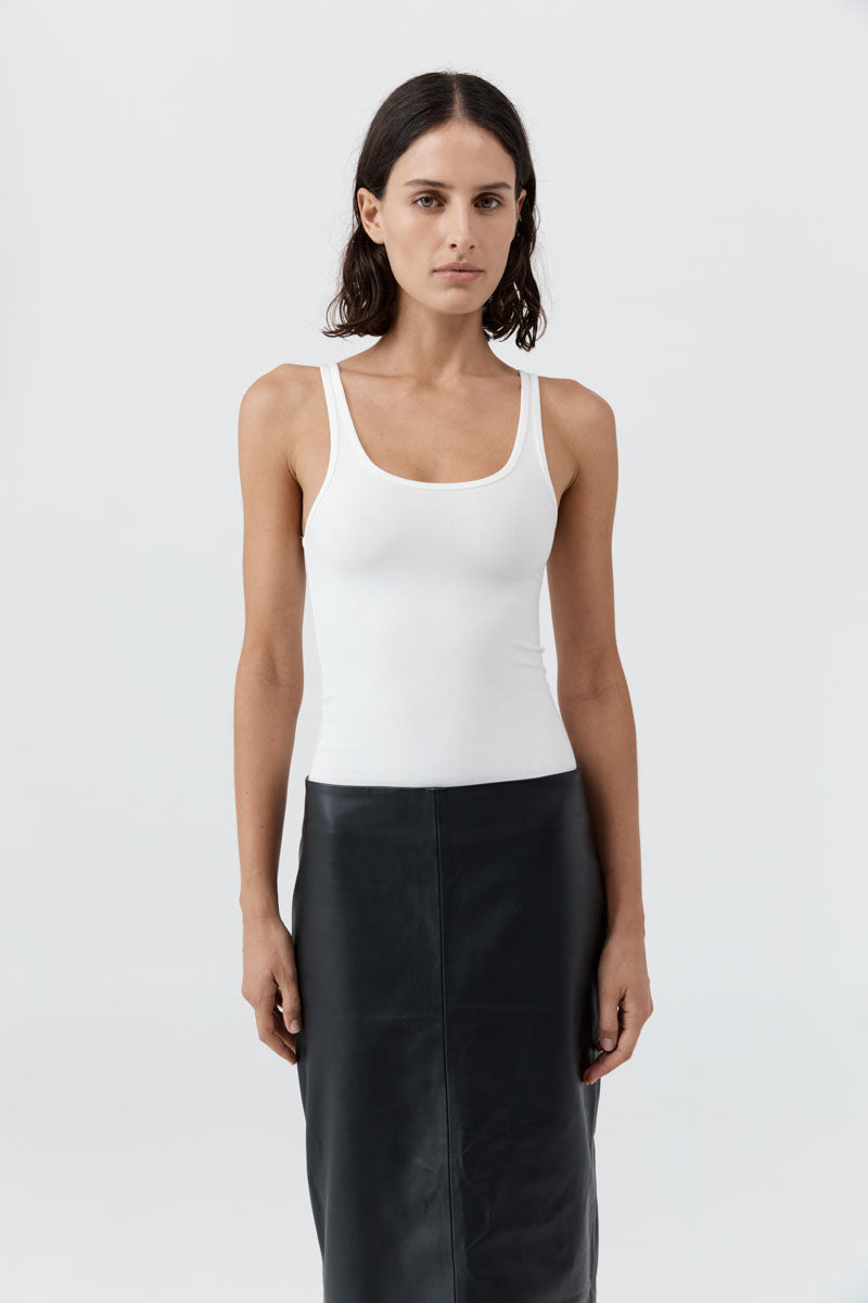 St Agni | Soft Jersey Slim Scoop Tank - White
