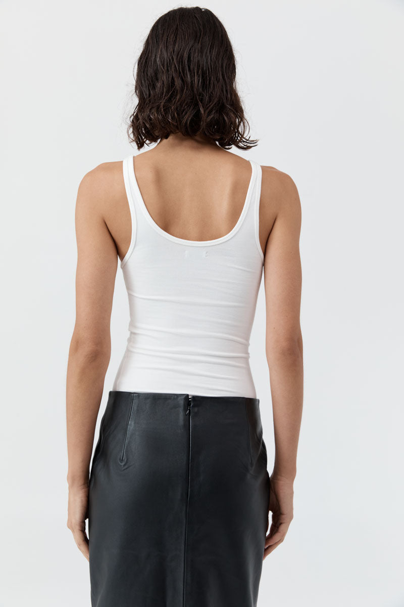 St Agni | Soft Jersey Slim Scoop Tank - White