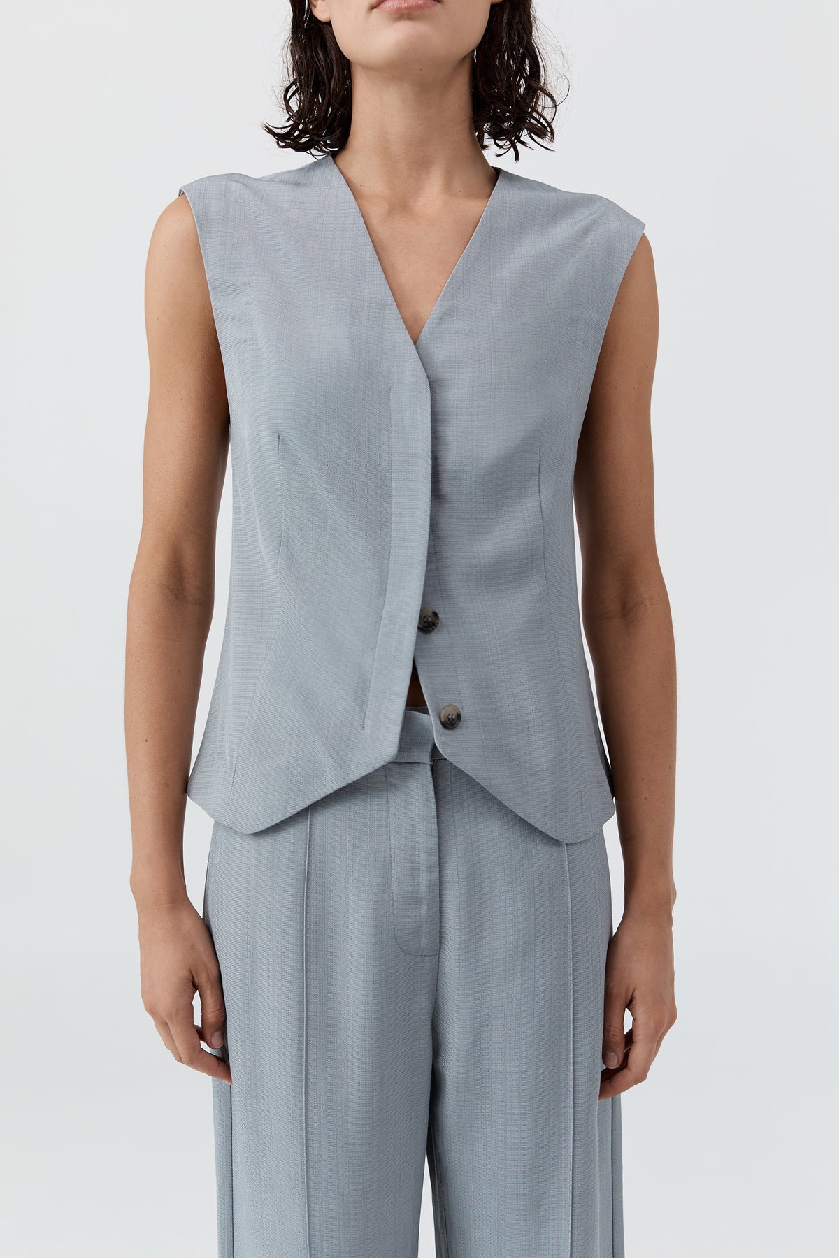 St Agni | Minimal Tailored Vest - Mist