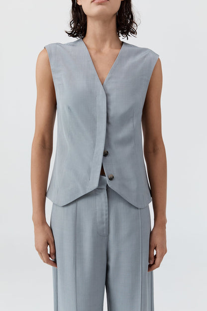 St Agni | Minimal Tailored Vest - Mist