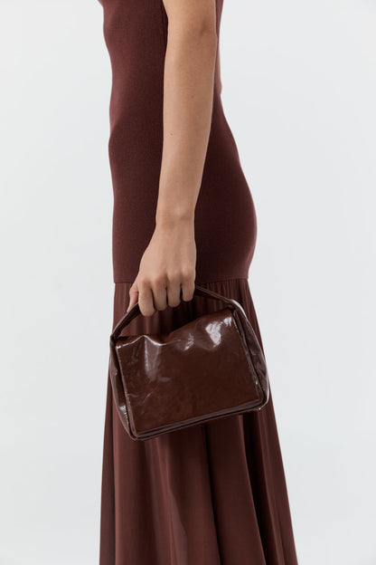 St Agni | Petit Soft Satchel - Patent Liqueur