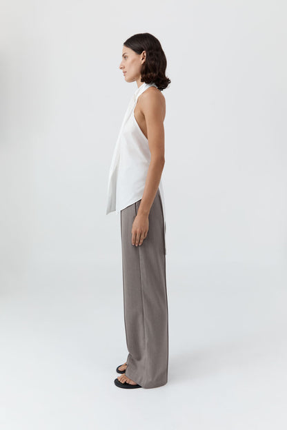 St Agni | Oxford Halter Tie Back Top - White