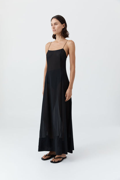 St Agni | Sheer Silk Slip Dress - Black