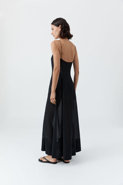St Agni | Sheer Silk Slip Dress - Black