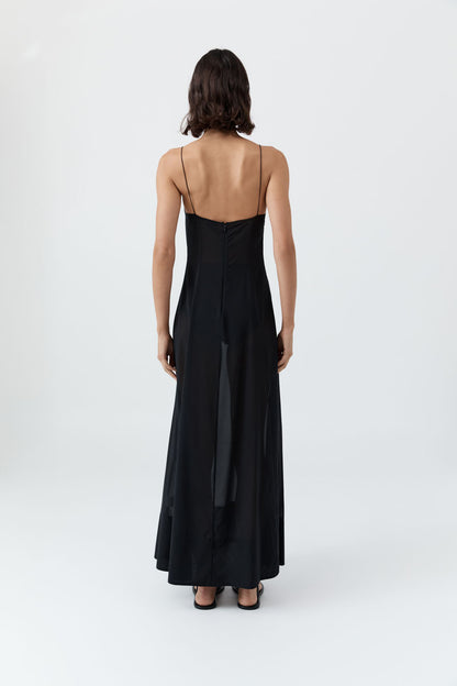 St Agni | Sheer Silk Slip Dress - Black