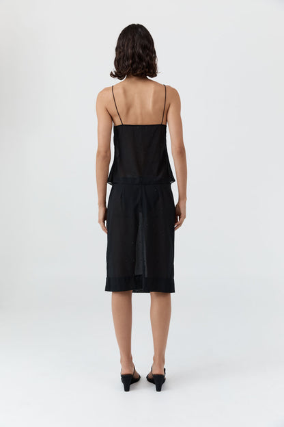 St Agni | Silk Glass Beaded Skirt - Black
