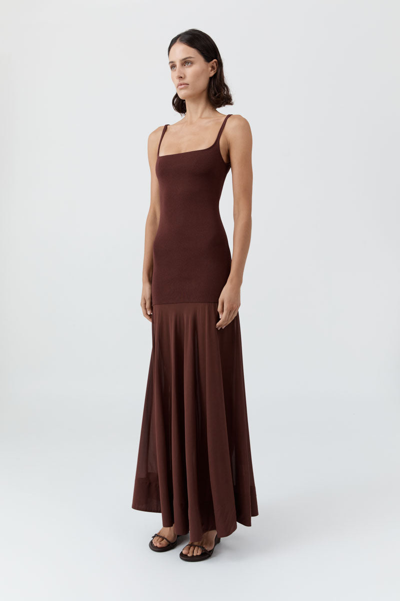 St Agni | Sheer Silk Circle Hem Dress - Liqueur