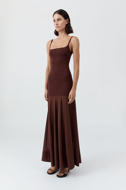 St Agni | Sheer Silk Circle Hem Dress - Liqueur