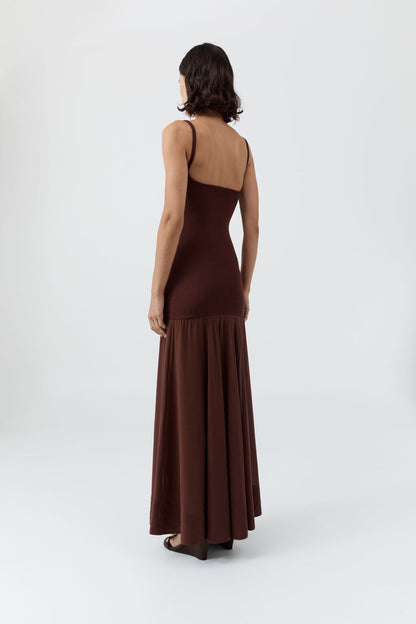 St Agni | Sheer Silk Circle Hem Dress - Liqueur